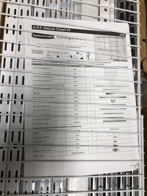 Photo 2 of Rubbermaid Configurations Deluxe Closet Kit, White, 4-8 Ft., Wire Shelving Kit with Expandable Shelving and Telescoping Rods, Custom Closet Organization System, Easy Installation White 4-8 Feet Kit