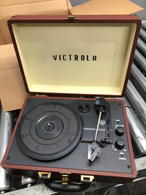 Photo 5 of Victrola Journey+ Bluetooth Suitcase Record Player, Dark Brown (VSC-400SB-DBR-SDF) Dark Brown Record Player