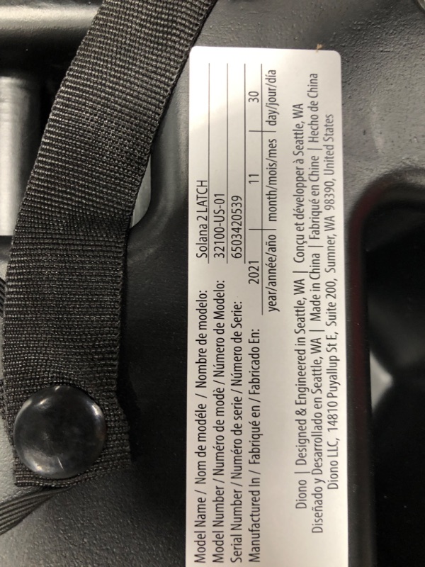 Photo 2 of Diono Solana 2 XL 2022, Dual Latch Connectors, Lightweight Backless Belt-Positioning Booster Car Seat, 8 Years 1 Booster Seat, Black NEW! LATCH Connect Single Black