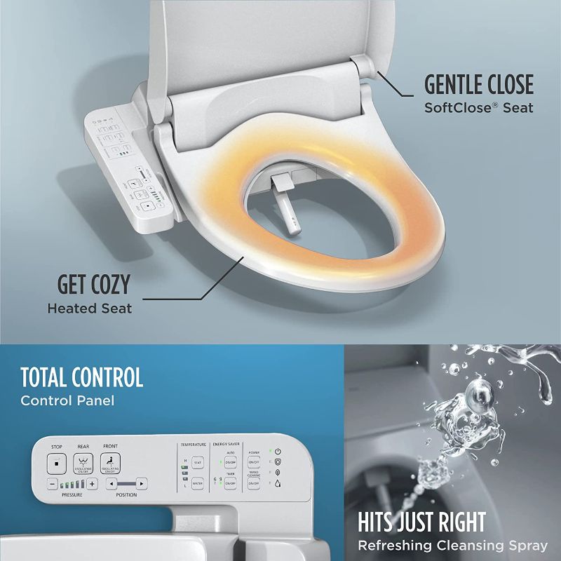Photo 7 of  TOTO WASHLET A2 Electronic Bidet Toilet Seat with Heated Seat and SoftClose Lid, Elongated, Cotton White - SW3004#01
