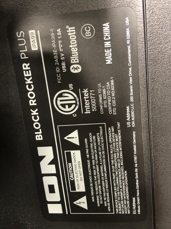 Photo 3 of DOES NOT FUNCTION ION Audio Block Rocker Plus - Portable Bluetooth Speaker 100W W/Battery, Karaoke Microphone, AM FM Radio, Wheels & Telescopic Handle and USB Charging, Black
**SPEAKER DID NOT PLAY SOUND**