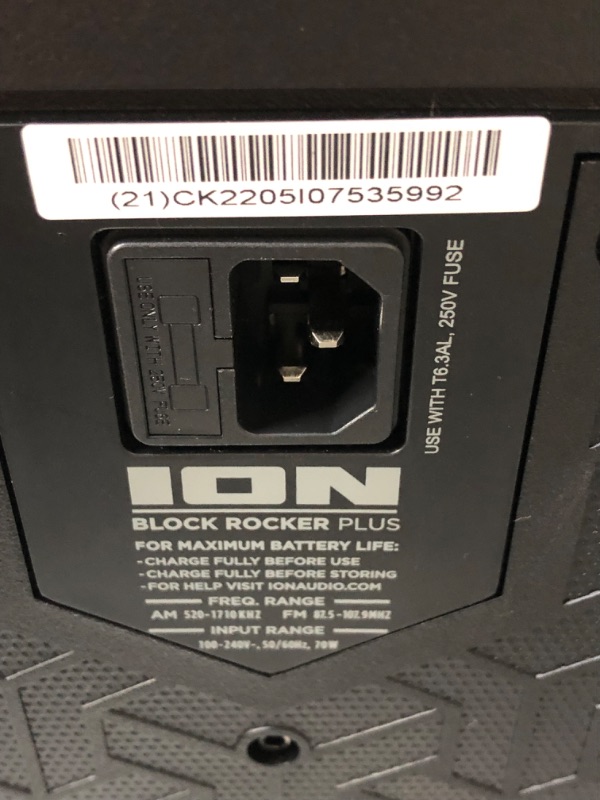 Photo 2 of DOES NOT FUNCTION ION Audio Block Rocker Plus - Portable Bluetooth Speaker 100W W/Battery, Karaoke Microphone, AM FM Radio, Wheels & Telescopic Handle and USB Charging, Black
**SPEAKER DID NOT PLAY SOUND**