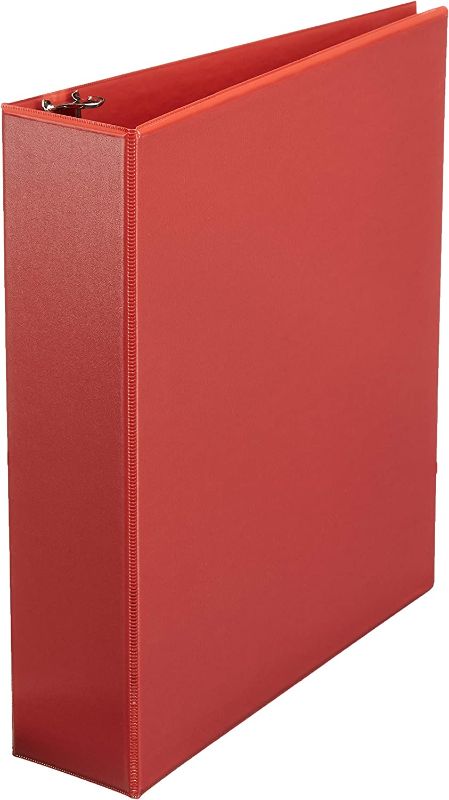 Photo 1 of Amazon Basics 1.5 Inch, 3 Ring Binder, Round Ring, Customizable View Binder, Red, 12-Pack
