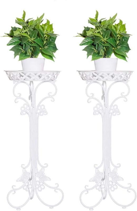 Photo 1 of 2 Pack Metal Potted Plant Stand Tall Flower Pot Stands Potted Holder Indoor Outdoor Decorative Plant Display Rack for Garden