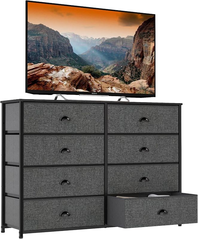 Photo 1 of *COLOR MAY VARY* Furnulem 8 Drawer Dresser Wide 40'' Long, Storage Chest of Drawer for 42'' TV Stand, Closet, Bedroom, Nursery, Living Room Furniture-OAK BLACK 
