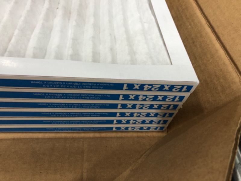 Photo 2 of Aerostar 12x24x1 MERV 11 Pleated Air Filter, AC Furnace Air Filter, 6 Pack (Actual Size: 11 3/4" x 23 3/4" x 3/4") 12x24x1 Filter