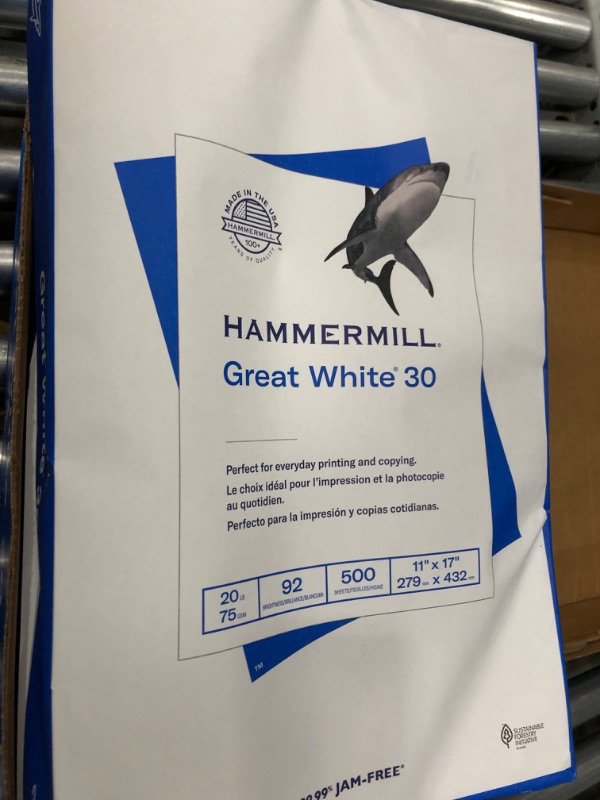 Photo 3 of Hammermill Printer Paper, Great White 30% Recycled Paper, 11 x 17-5 Ream (2,500 Sheets) - 92 Bright, Made in the USA, 086750C 5 Ream | 2500 Sheets Ledger (11x17)