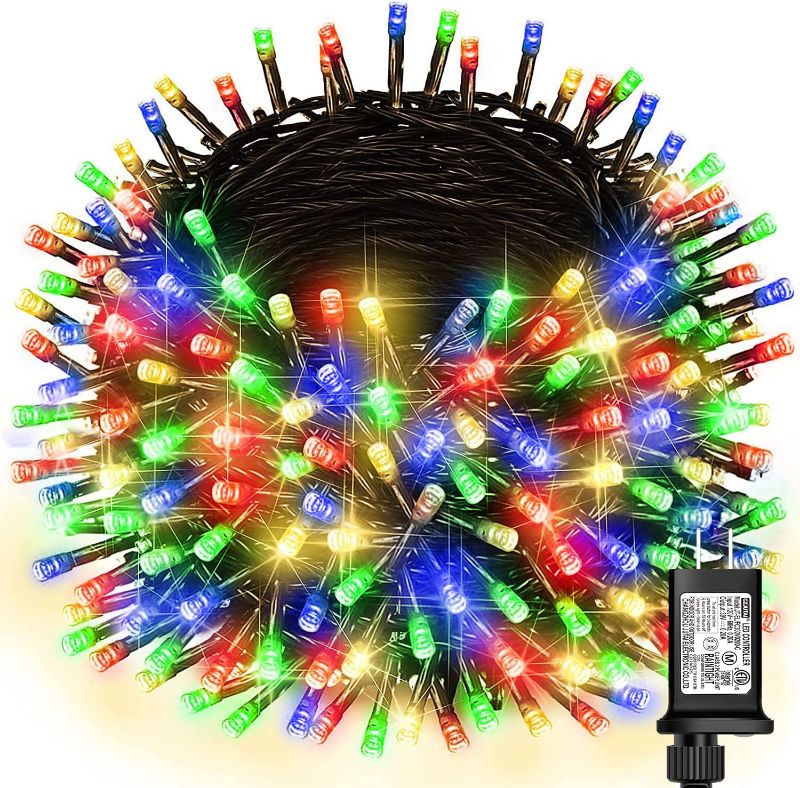 Photo 1 of 100ft Christmas String Lights, 300 Led Twinkle Fairy Lights String with 8 Modes, Plug in Connectable Fairy String Lights Green Wire, Christmas Decorations for Xmas Tree Party Yard Garden(Multicolor)
