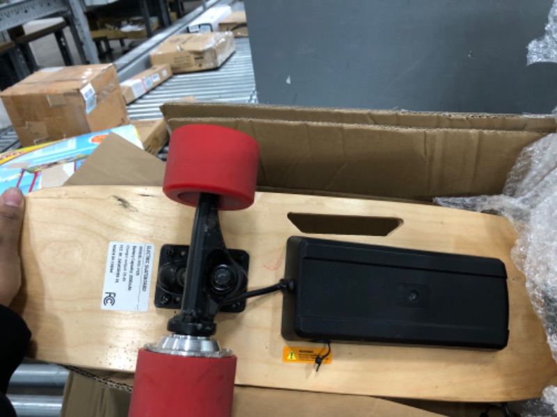 Photo 5 of ***NON-FUNCTIONAL*** CAROMA Electric Skateboard for Adults Teens, 27.5" Electric Longboard Skateboards with Wireless Remote, 350W Motor, 12.4 MPH Top Speed, 8 Miles Max Range, 220lbs Max Load E Skateboard Red-350W