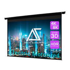 Photo 1 of BENT/CRACKED SCREEN FRAME**Akia Screens 104 inch Motorized Electric Remote Controlled Drop Down Projector Screen 4:3 8K 4K HD 3D Retractable Ceiling Wall Mount Black Projection Screen Office Home Theater Movie AK-MOTORIZE104V1
