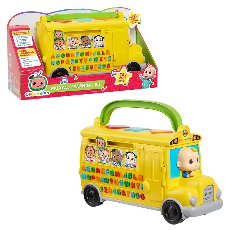 Photo 1 of CoComelon Musical Learning Bus, Number and Letter Recognition, Phonetics, Yellow School Bus Toy Plays ABCs and Wheels on the Bus, by Just Play
