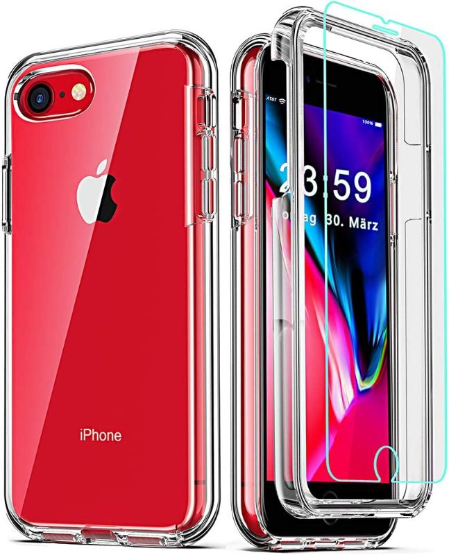 Photo 1 of COOLQO Compatible for iPhone 8 /iPhone 7 /iPhone 6S/6 Case, with [2 x Tempered Glass Screen Protector] Clear 360 Full Body Coverage Hard PC+Soft Silicone TPU 3in1 Shockproof Phone Protective Cover
pack of 2