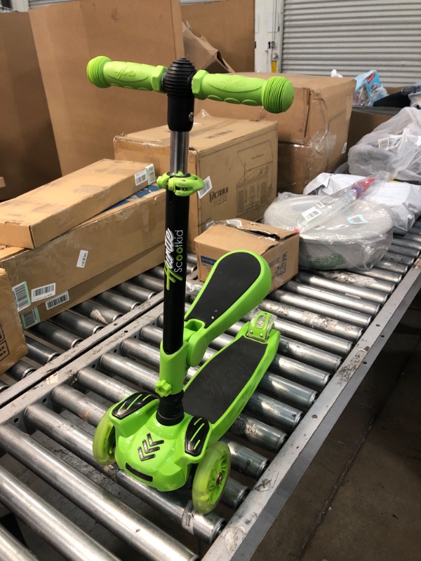 Photo 2 of 3 Wheeled Scooter for Kids - Stand & Cruise Child/Toddlers Toy Folding Kick Scooters w/Adjustable Height, Anti-Slip Deck, Flashing Wheel Lights, for Boys/Girls 2-12 Year Old - Hurtle
