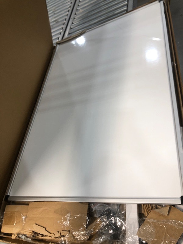 Photo 3 of **MINOR DAMAGE** Rolling Whiteboard Dry Erase Board on Wheels with Stand 48x32" Large, Portable, Double Sided Mobile Whiteboard on Wheels with Magnetic Eraser, Ruler, 2 Gridding Tapes, 12 Pin Magnets for Home Office 48" x 32" inches