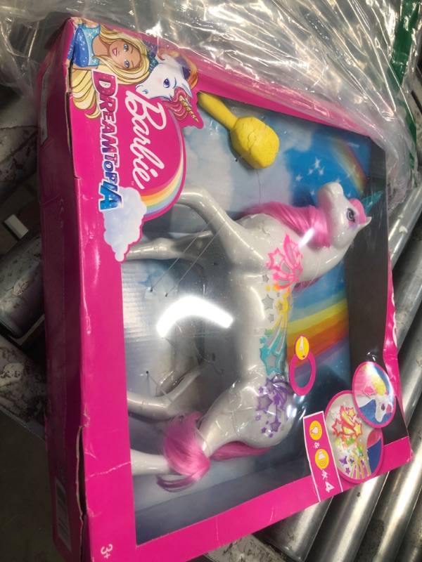 Photo 2 of Barbie Dreamtopia Brush 'n Sparkle Unicorn with Lights and Sounds, White with Pink Mane and Tail, Gift for 3 to 7 Year Olds [Amazon Exclusive] Standard