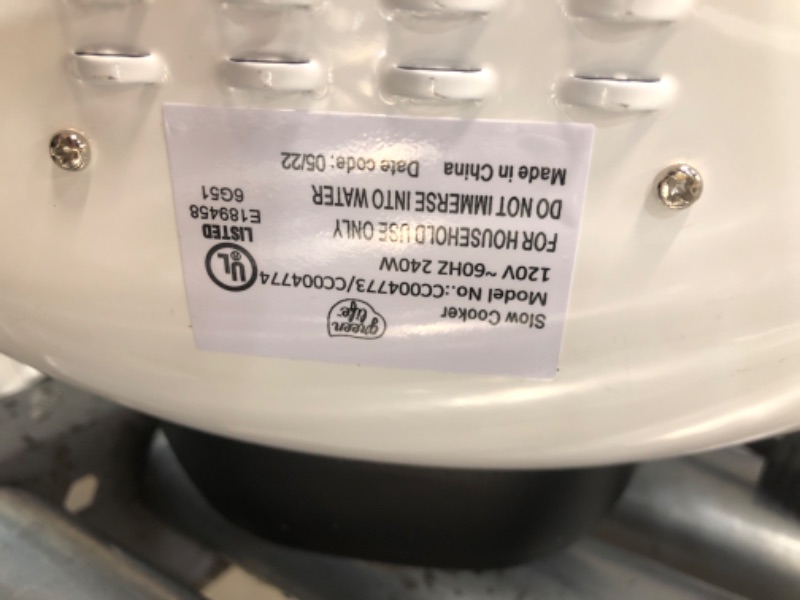 Photo 5 of **MINOR DAMAGE** GreenLife Cook Duo Healthy Ceramic Nonstick 6QT Slow Cooker, PFAS-Free, Digital Timer, Dishwasher Safe Parts, White
