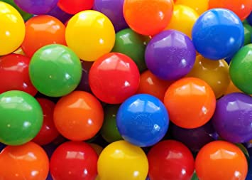 Photo 1 of  50 Soft Plastic Mini Ball Pit Balls w/ 8 Vibrant Colors - Crush Proof, No Sharp Edges, Non Toxic, Phthalate & BPA Free for Baby Toddler Ball Pit, Tents Tunnels Indoor & Outdoor
