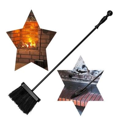 Photo 1 of Amagabeli Fireplace Brush Fireside Broom Fireplace Loose Tool Set for Outdoor Fire Pit Campfires Indoor Fireplace Heavy Duty Wrought Iron Steel Bar Support
