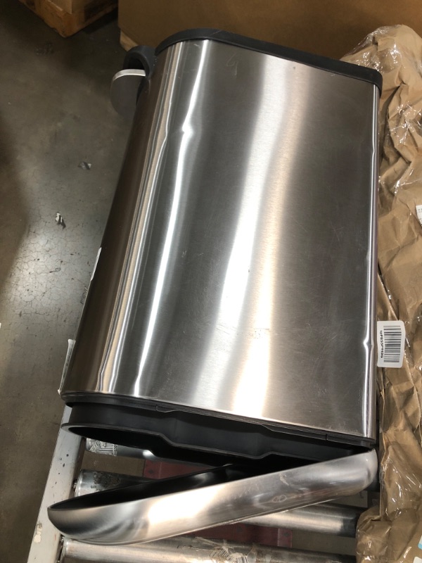 Photo 2 of **MINOR DAMAGE* Basics Stainless Steel Rectangular Soft-Close Trash Can with Foot Petal for Narrow Spaces - 40L / 10.5 Gallon