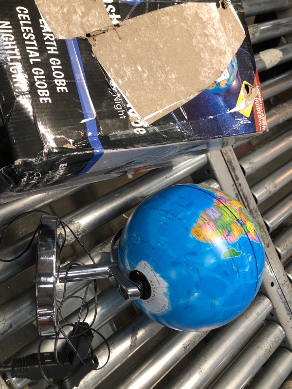 Photo 2 of **NON FUNCTIONAL* MINOR DAMAGE* USA Toyz Illuminated Globe of the World with Stand - 3in1 World Globe, Constellation Globe Night Light, and Globe Lamp with Built-In LED, Easy to Read Texts, and Non-Tip Base, 13.5 Inch Tall