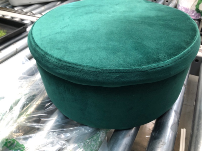 Photo 3 of *MISSING HARDWARE** Elnsivo Velvet Storage Makeup Vanity Stool Footrest Ottoman Dressing Upholstered Vanity Chair Round Metal Vanity Stool for Home Living Room Bedroom, Green