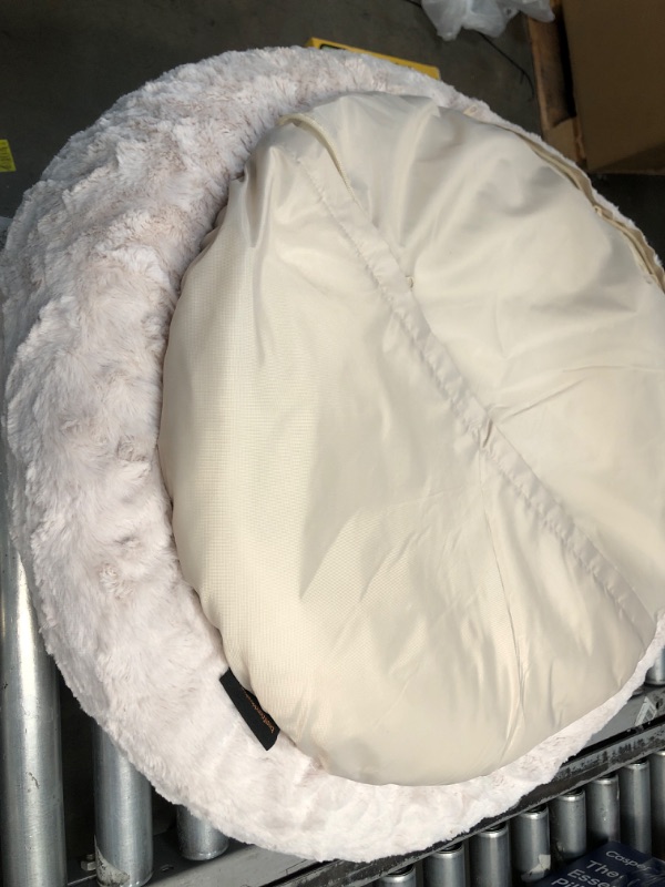 Photo 3 of **DAMAGE TO STITCHING** Best Friends by Sheri The Original Calming Donut Cat and Dog Bed in Shag and Lux Fur, Machine Washable, High Bolster, Multiple Sizes S-XXL Lux Oyster Medium 30" x 30" Bed Only