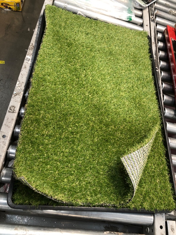 Photo 2 of **DAMAGED** LOOBANI Large Dog Grass Porch Potty Tray, Replacement Artificial Grass Puppy Training Pads, Washable Pee Pads, Portable Dog Potty for Indoor/Outdoor Use Pet Tray System 35" x 23"