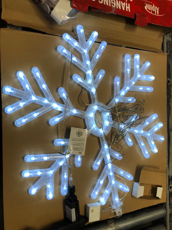 Photo 2 of Alpine Corporation 24" Tall Hanging Snowflake with LED Lights