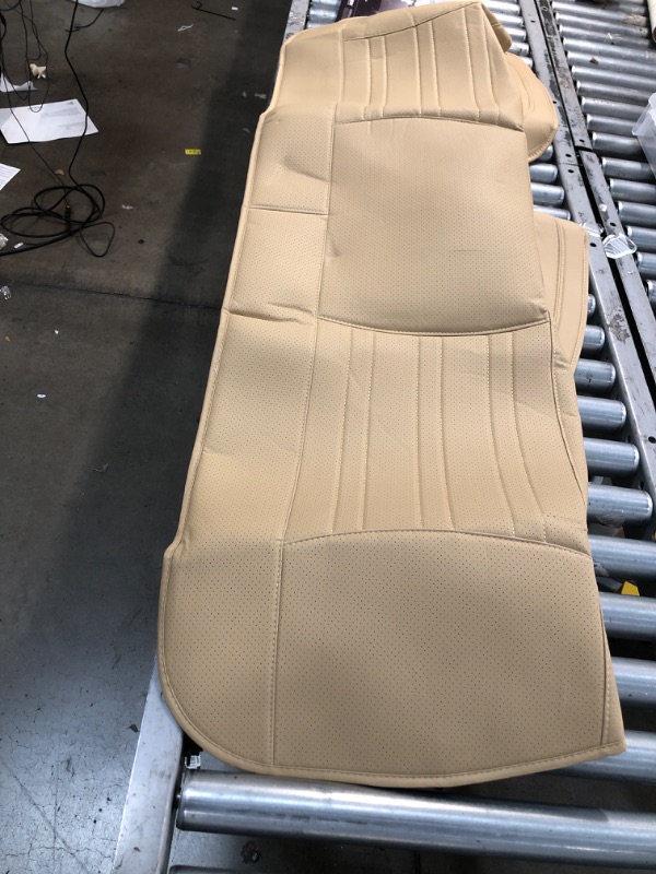 Photo 3 of **MISSING PARTS* REVIEW PHOTOS* BACK COVERS AND BACK SEAT COVER ONLY** 3 PIECESMotor Trend Beige Faux Leather Car Seat Cover Full Set, Includes Front & Back Car Seat Protector, Premium Interior Covers with Storage Pockets, Padded Seat Covers for Cars Truc