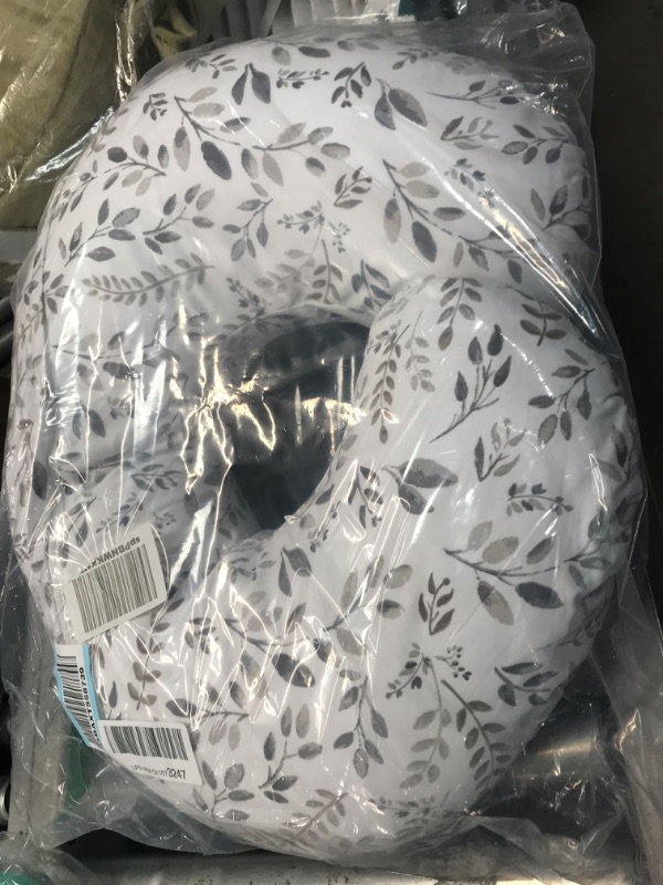 Photo 1 of Boppy Nursing Pillow and Positioner—Original | Gray Taupe Watercolor Leaves | Breastfeeding, Bottle Feeding, Baby Support | with Removable Cotton Blend Cover | Awake-Time Support