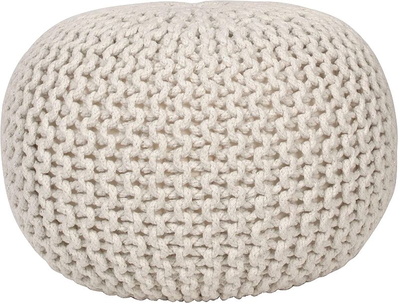 Photo 1 of 
Decor Therapy Lola Round Knit Lurex Yarn And Cotton Pouf, Off-White
