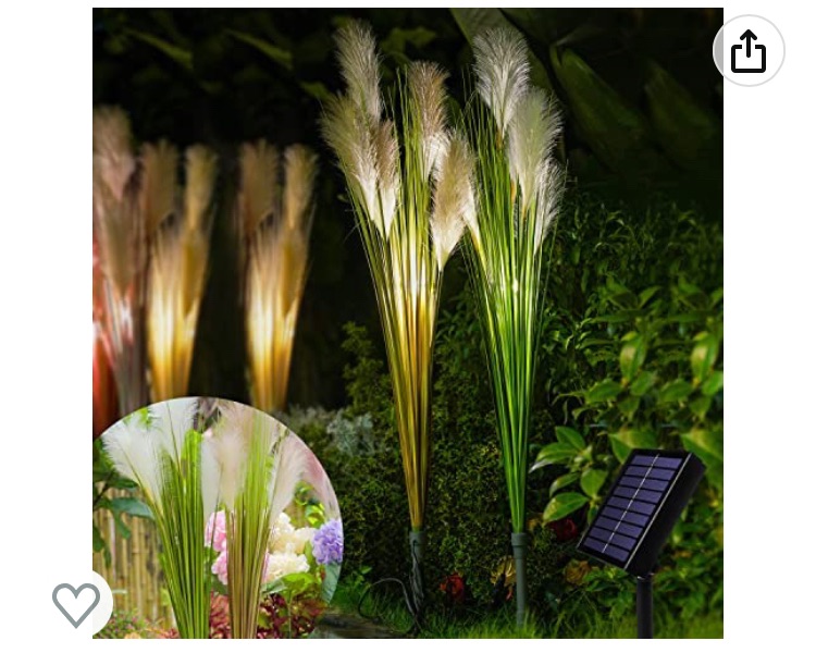 Photo 1 of 47"/120cm Solar Garden Lights Outdoor Waterproof Pampas Grass Tall Faux Plants Battery Powered Large Fake Plants for Floor Vase Filler Room Spring Outdoor Landscape Lightning Green Yard Patio Décor