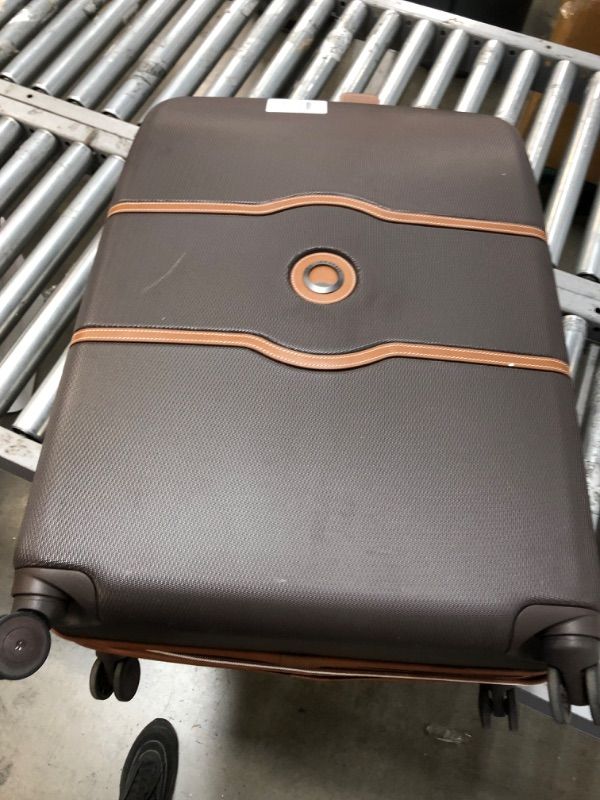 Photo 1 of **see notes**DELSEY PARIS CHATELET HARDSIDE LUGGAGE WITH SPINNER WHEELS, CHOCOLATE BROWN, CHECKED-LARGE 28 INCH, WITH BRAK