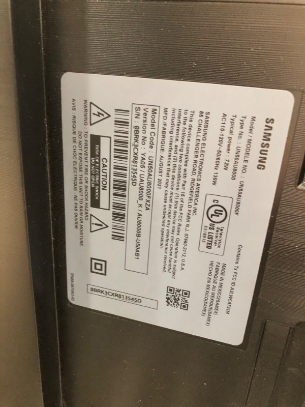 Photo 3 of *missing parts** SAMSUNG 50-Inch Class Crystal 4K UHD AU8000 Series HDR, 3 HDMI Ports, Motion Xcelerator, Tap View, PC on TV, Q Symphony, Smart TV with Alexa Built-In (UN50AU8000FXZA, 2021 Model) 50-Inch TV Only