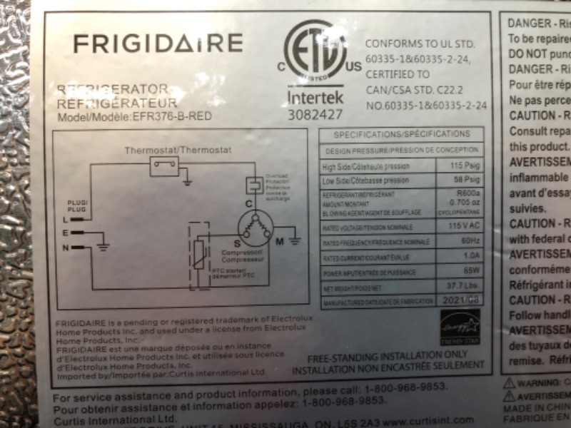 Photo 7 of ** NON-FUNCTIONAL **   Frigidaire - Retro 3.2 Cu. Ft. Mini Fridge - Red
