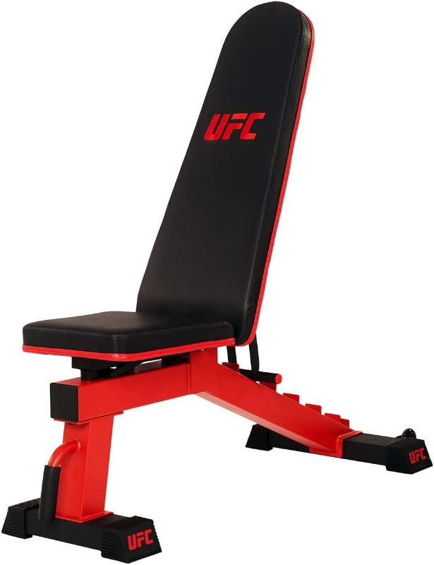 Photo 1 of ** damaged ** UFC DELUXE FID Weight Bench, Adjustable Full Body Workout Strength Training Flat, Incline, Decline, Abs Bench Press. Built in Transport Handle and Wheels, Easy to Store for Home Gym
