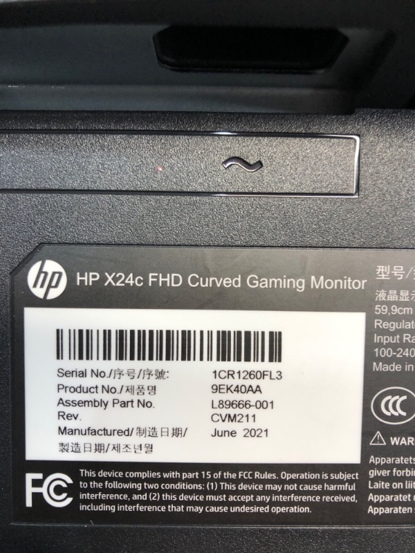 Photo 1 of HP X24c Gaming Monitor | 1500R Curved Gaming Monitor in FHD Resolution with 144Hz Refresh Rate and AMD FreeSync Premium | (9EK40AA) 
