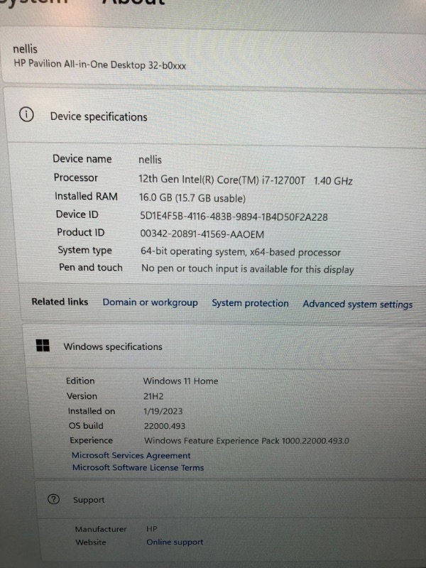 Photo 6 of HP Pavilion 32 All-in-One Desktop PC, 12th Gen Intel Core i7-12700T, 16 GB RAM, 1 TB SSD, Quad HD IPS Display, Windows 11 Home, 4K Graphics, Wireless Mouse and Keyboard, Slim Design (32-b0050, 2022)
