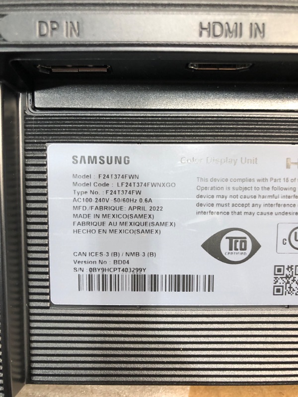 Photo 1 of SAMSUNG T37F Series 24-Inch FHD 1080p Computer Monitor, 75Hz, IPS Panel, HDMI, Display Port, VESA Compatible,  (LF24T374FWNXGO)
