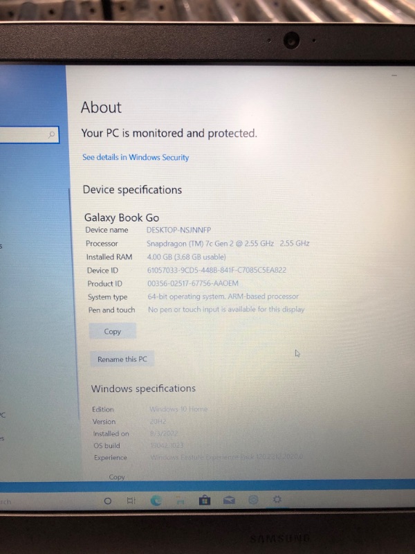 Photo 3 of SAMSUNG NP340XLA-KA6US 14" 64GB Galaxy Book Go with Snapdragon - Silver (2022)

Brand	SAMSUNG
Series	Galaxy Book
Screen Size	14 Inches
Color	Silver
CPU Model	Snapdragon
Ram Memory Installed Size	4 GB
Operating System	Windows 11
Special Feature	Long-Lastin