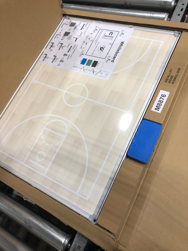 Photo 2 of AutSport Magnetic Dry Erase Coaching Board 24x18 Inch,Large Double-Sided Tactics Board Aluminum Frame Great for Drills, Strategy and Training Basketball Black