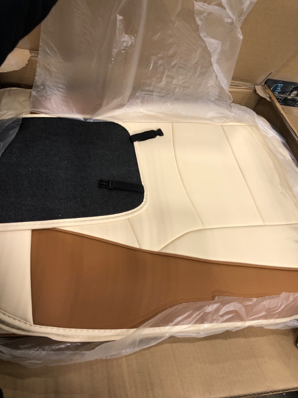 Photo 4 of FH Group Car Seat Cover for Back Seat Beige Brown Faux Leather - Universal Fit, Rear Seat Covers for Cars with Rear Split Bench, Car Seat Cushions, Car Interior Accessories for SUV, Sedan, Van FRONT SEATS