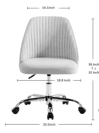 Photo 1 of Home Office Chair, Mid-Back Armless Twill Fabric Adjustable Swivel Task Chair for Small Space, Living Room, Make-up, Studying
