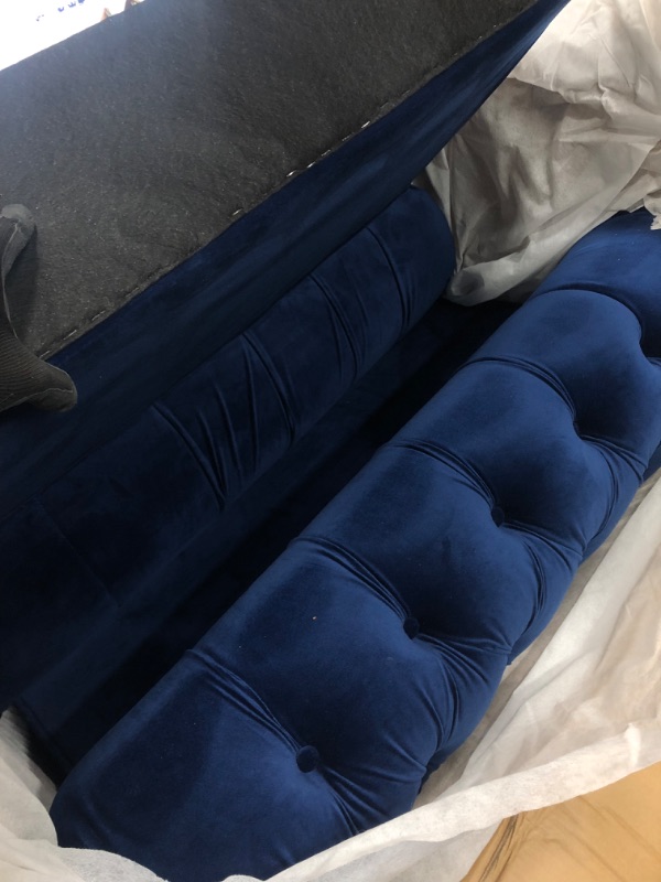 Photo 3 of ****NOTCOMPLETE SET****
EMKK 3-Piece Modular Sofa, Button Tufted Upholstered Furniture Set, Including Three-Seat Couch, Loveseat & Single Chair, Armchair for Living Room Apartment, Copper Nail, Blue with 5 White Pillows 1+2+3 Seat Blue With 5 White Pillow