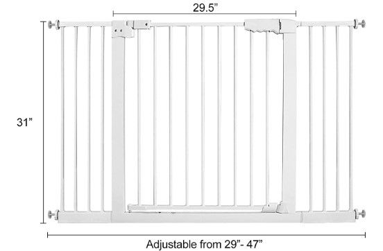 Photo 1 of Baby Gates for Doorways, 47” Auto Close Safety Child Gate for Kids and Pets, Extra Wide Baby Gate Dog Gates for The House, Pressure Mounted Pets Gate with Walk Through Door (White)