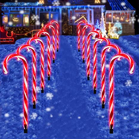 Photo 1 of  Candy Cane Lights Pathway Marker Lights, 12 Pack