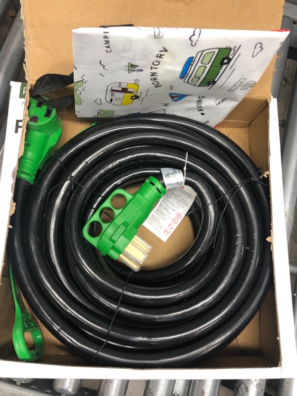 Photo 1 of RVGUARD 50 Amp 50 Foot RV Extension Cord, Heavy Duty STW Cord with LED Power Indicator and Cord Organizer, 14-50P/R Standard Plug, Green, ETL Listed 50 Feet Green 50 Amp