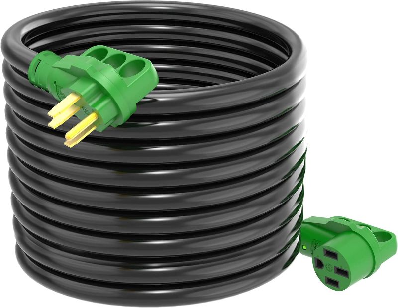 Photo 2 of RVGUARD 50 Amp 50 Foot RV Extension Cord, Heavy Duty STW Cord with LED Power Indicator and Cord Organizer, 14-50P/R Standard Plug, Green, ETL Listed 50 Feet Green 50 Amp