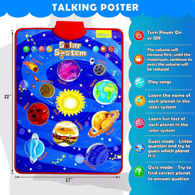 Photo 2 of aloura Solar System Toys - Electronic Interactive Educational Talking Poster Learn Names & Songs & Facts & Games of Planet Learning Toys for 3,4,5,6,7,8 Year Old Boys & Girls Gifts for Toddlers/Kids…