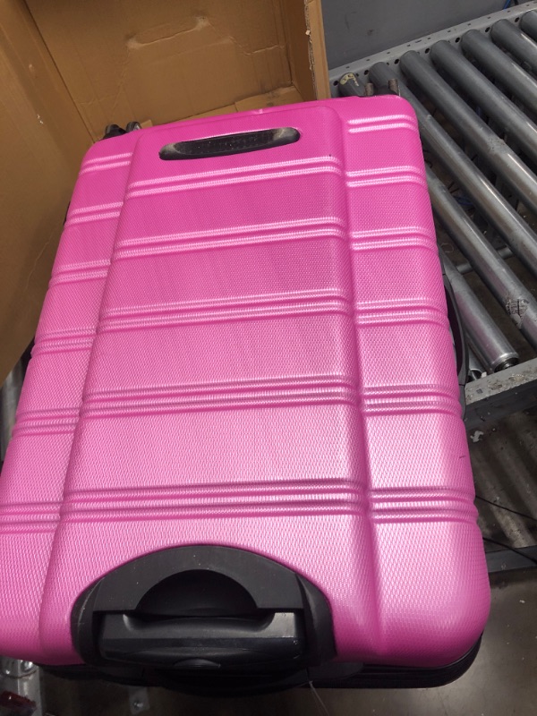 Photo 7 of Rockland Melbourne Hardside Expandable Spinner Wheel Luggage, Pink, 3-Piece Set (20/24/28)
